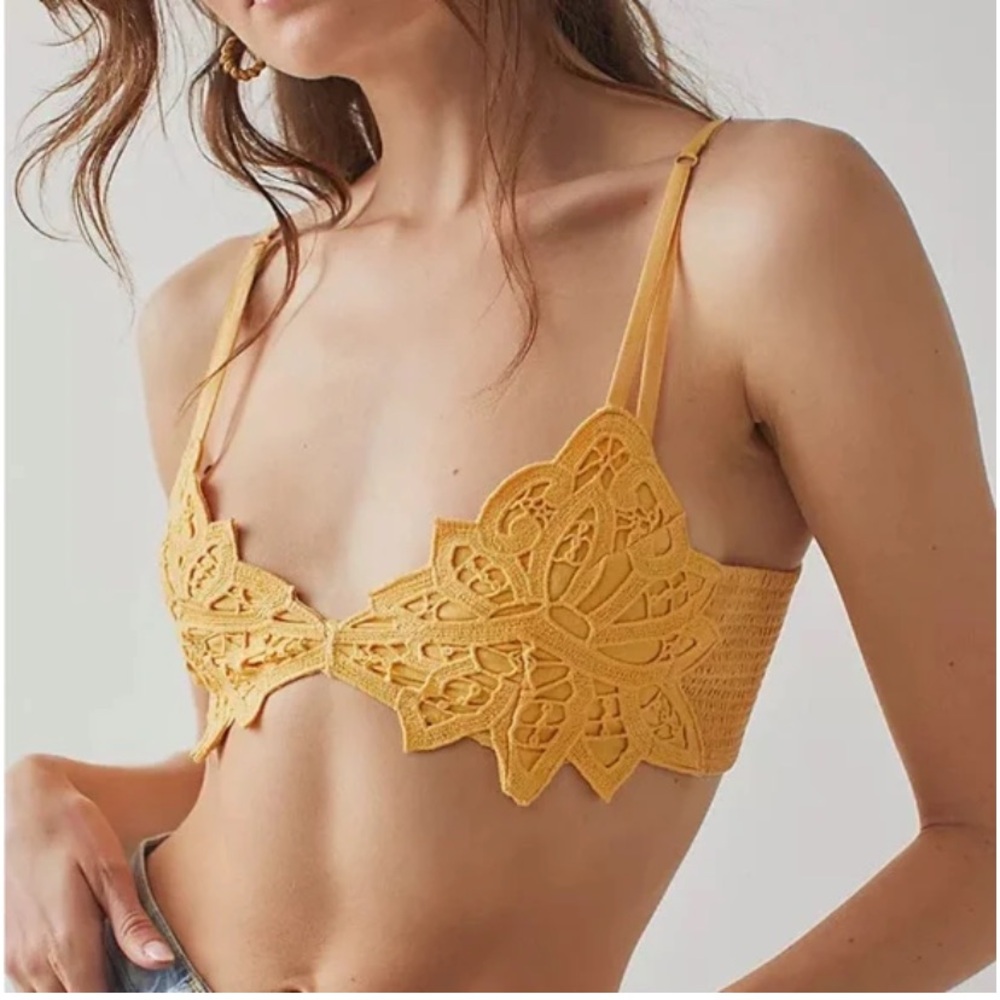 Free People Yellow Lace Bralette